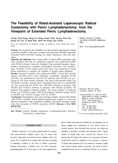 The Feasibility Of Robot Assisted Laparoscopic Radical Cystectomy With