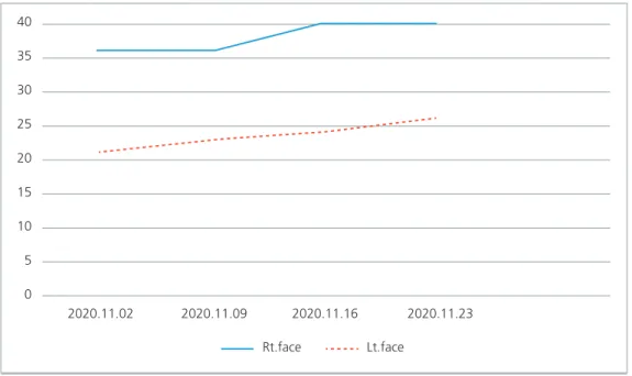 Fig. 1.  Change of Yanagihara-score. Rt. : right, Lt. : Left