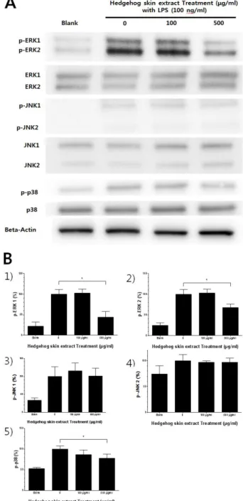 Figure 2. The effects of hedgehog skin extracts on the production of nitric oxide in RAW 264.7 cells