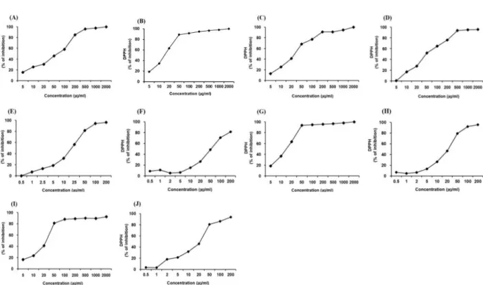 Fig. 1. Scavenging activity of medicinal plants and heat processed medicinal plants on DPPH radical.