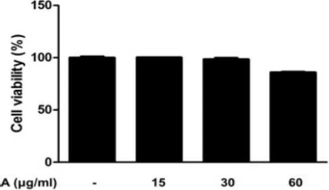 Figure 1. Effect of AA on the cell viability in RAW 264.7 macrophages. 