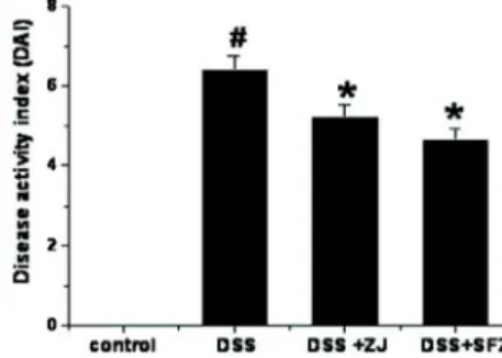 Fig.  2.  Effect  of  ZJ  on  DSS-induced  the  DAI  increase  in  mice. 