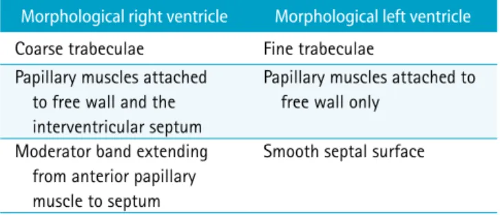 Table 1. Differentiation between Morphological Right and Left  Ventricles