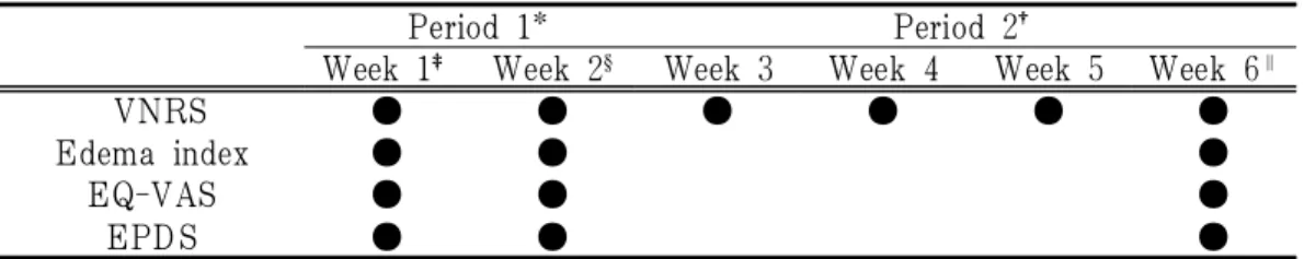 Table 1. The Schedule for Measurement