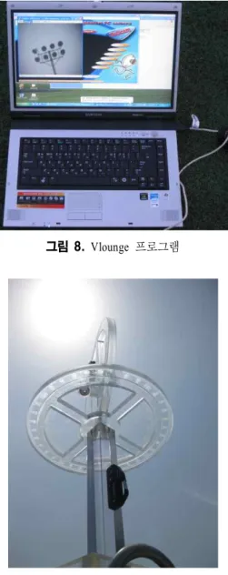 그림  8.  Vlounge  프로그램 그림  9.  태양의 고도 측정 모습 640×480  픽셀 사이즈이다.  연속된 영상을 찍을 때에 는 Vlounge  프로그램을 가동시킨다(김희수,  2009)