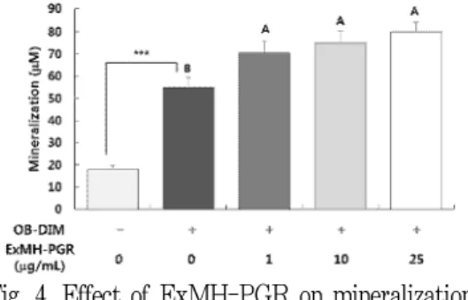 Fig. 4. Effect of ExMH-PGR on mineralization in MC3T3-E1 cells.