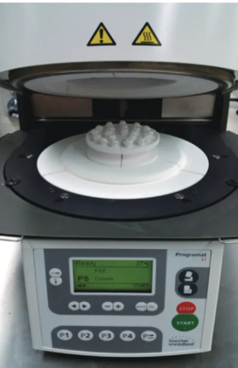 Fig. 1.  Sintering of Zr structures in a Programat S1.