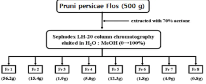 Fig.  1.  Purification  procedure  for  the  1st  fractions  isolated  from  Pruni  persicae  Flos.