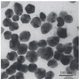 Fig. 1.  TEM of the prepared silver nanoparticle used in  this study. The particle diameters ranged from 50 to 80 nm.