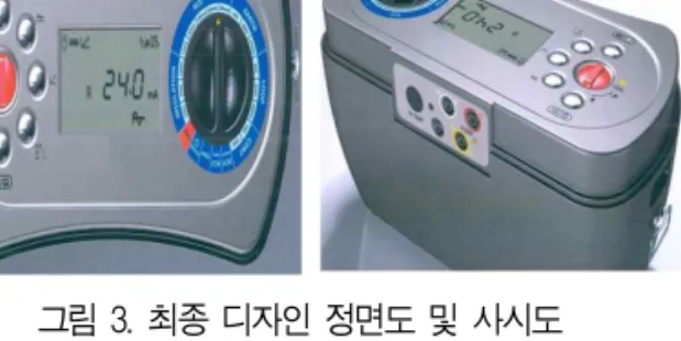 그림 4. 실증시험장 설계 및 외관 모습그림 3. 최종 디자인 정면도 및 사시도2.6 개발장비 현장적용 신뢰성 시험본 연구에서는 개발장비 신뢰성 검증과 감전보호,차단기 동작특성, Loop Impedance 측정 방법 제시등을 목적으로 2층 크기의 실증 시험장을 구축하였다.실증 시험장의 설계 관련 규격은 국내 전기설비기술기준의 판단기준, KS C IEC 60364, IEC60364, BS 7671, IEC 61009-1, IEC 60038을참고하여 IEC 