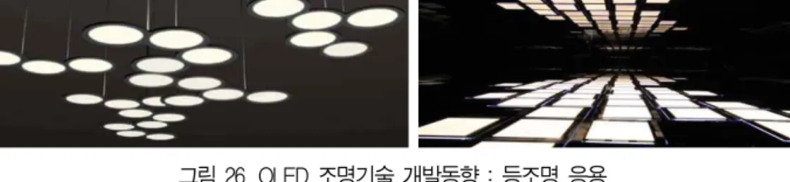 그림 26. OLED 조명기술 개발동향 : 등조명 응용
