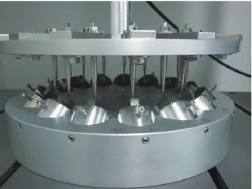 Fig. 4.  SCP specimens on the cyclic loading assembly  connected to Instron machine.
