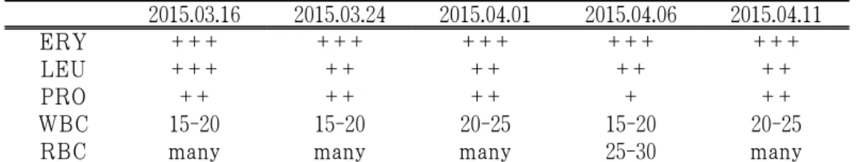 Table 3. The Progress of Urine Analysis Finding