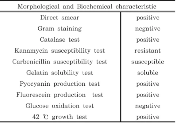 Table  3.  Morphological  and  biochemical  characteristics  of  selected  pseudomonas  aeruginosa   38