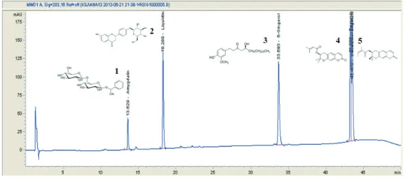 Fig. 1. The Chromatogram of the Standard Component in the Standard Solution by HPLC.