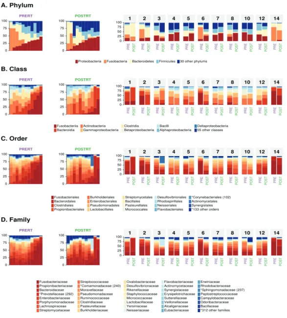 Fig. 1. Microbial composition before and after chemoradiation in rectal cancer patients