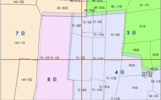 Figure  2.  Case  for  cleaning  up  cadastral  map  inconsistencies (Before maintenance)