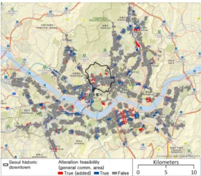 Figure 14. Alteration to general commercial area  feasible  blocks  from  5th  to  6th  amendment  of  guidelines