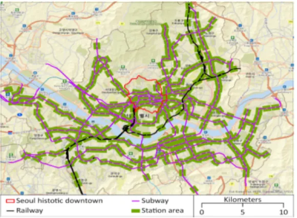 Figure 1. Station areas in Seoul