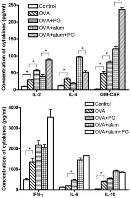 Fig. 4. Effect of Platycodon grandifloru on the production of IgE after OVA stimulation.