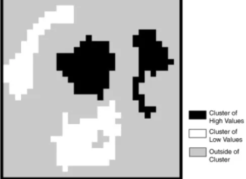 Figure  5. Closed-up  view of  the  most  dense primary  DIF  zones  in Seogwipo  Urban Area  selected  by  the  Hotspot  and  AMOEBA  methods on the 100m grids.