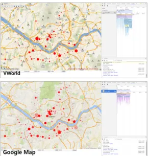Figure 2. Mashup example of a background map and  a  real-time  vector layer