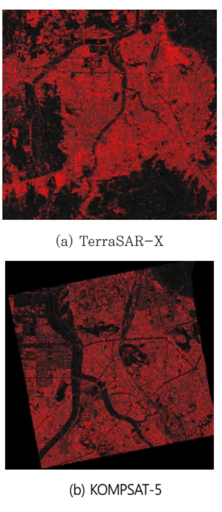 Figure  13.  Settlement area footprints derived from  object-oriented  classification 객체기반 영상분류의 정확도 평가를 위해서 픽셀기 반영상분류를 추가로 수행하였으며, 픽셀기반영상분 류방법으로는 무감독분류인 K-means 방법을 이용하 였고, 분류결과는 Figure 14와 같다