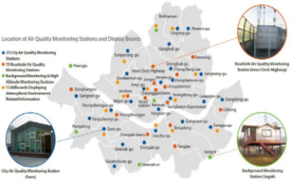 Figure  1.  Distribution  map  of  fine  dust  station  in Seoul                                 Source : Air Korea