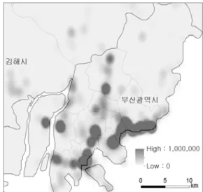 Figure 4. Location of Tweet data in Busan area