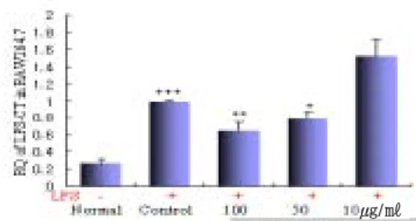 Fig.  4.  Effects  of  EGB  extract  on  COX-2  mRNA  expression  in  RAW  264.7  cell  line.