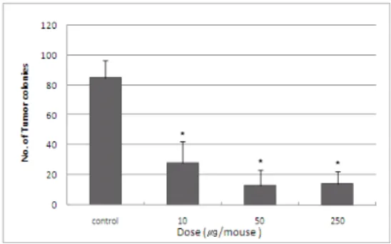 Fig.  1.  Effect  of  intravenous  administration  of  Mori  Radicis  Cortex  on  lung  metastasis  produced  by  i.v