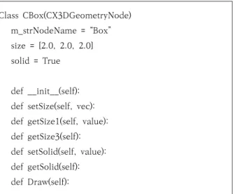 Fig. 6. An Example of X3D Function Interfaces for  the Creation X3D Objects 