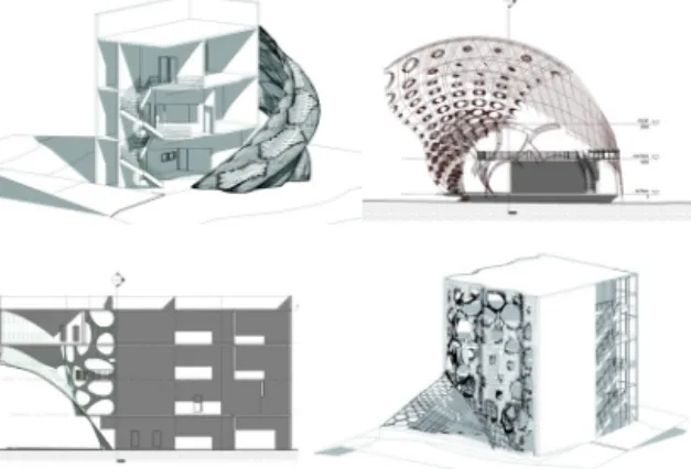 Table 2. Modeling efficiency in BIM M (SD) Mean  difference PSingle  semantic-embedded  objects (n=38) Multi-semantic objects (n=38) 5.37 (0.94)  4.66 (1.14) 0.71 0.00학생들은 5층 규모의 상업시설을 설계하였다