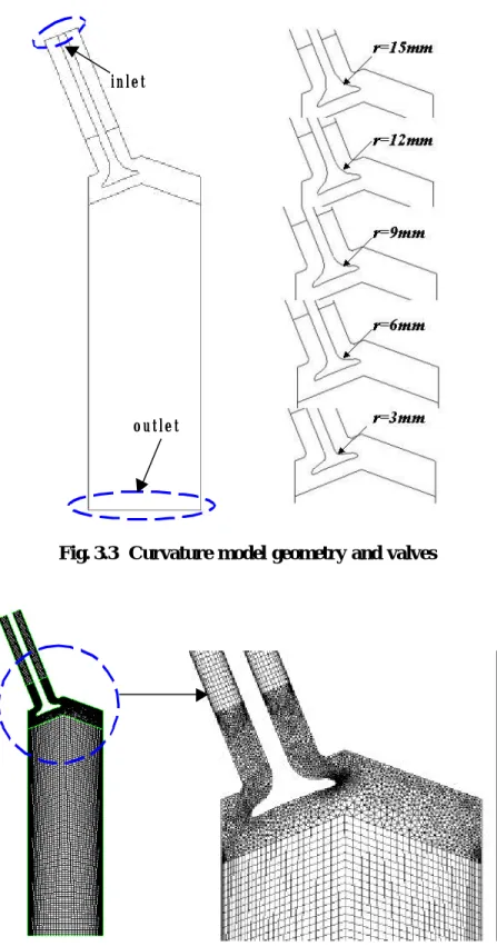 Fig. 3.3  Curvature model geometry and valves