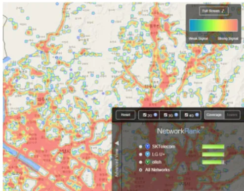 Fig. 1. Example Service of Network Coverage Data기존의  SRS는  불안정한  네트워크  상황에서  센서  데이터를  안정적으로  제공하지  못한다