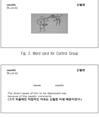 Fig. 3. Word card for Experimental Group