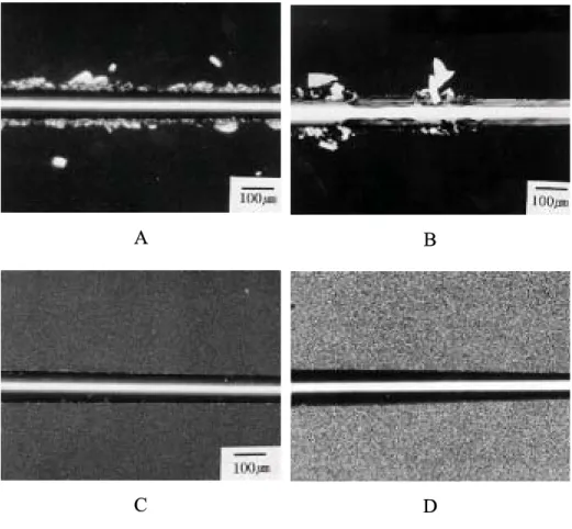 Fig. 11. SEM micr ogr aphs of gold plated sur faces with var ious adhesion