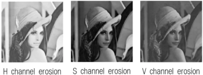 Fig. 9. Morphological reconstruction of 1D gray-scale imageH channel reconstructionS channel reconstructionV channel reconstructionFig