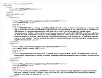 Fig. 11. XML file that was sent from first store SAM module  to second storefront module