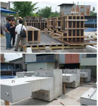 Table 1. Experimental Loading Setup for Direct Tensile Test P 접속슬래브 휨 실험2) 인장실험과 다르게 휨 실험의 경우는 접속슬래브 의 연결부 Type 별 힌지거동과 일체거동을 확인하 고자 부모멘트 철근의 거동을 고려한 가력하중 위 치와 범위를 사전 검토하였다 실제 일체 연결 시