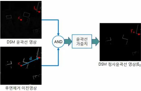 Fig. 8. Generation a DSM ortho-edge image considering the weight of sensing distance