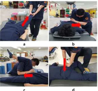 Figure  1.  Hip  joint  mobilization(a:  Distarction,  b: 