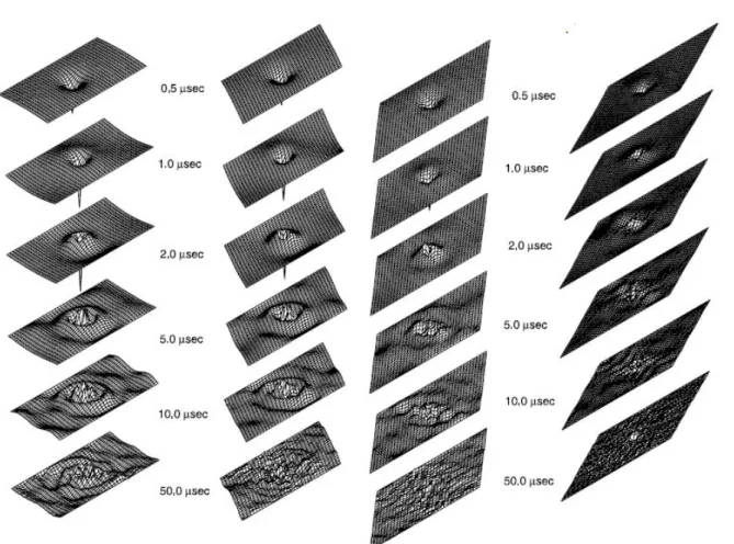 Fig. 6 Deformed shapes of skew plates 에 큰 영향을 받음을 알 수 있다 특히 다른 분할 시 . 간대에서의 변위 형상은 30 o 이상의 경사각을 갖는 경우에 대하여 더욱 민감해짐을 관찰할 수 있다 앞 