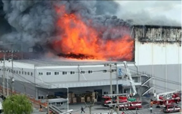 Fig. 4 A photo of fire in automatic warehouse