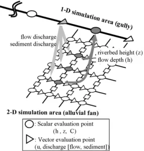 Fig. 1. Outline of the integrated model (1D-2D Concept, Nakatani. K., 2008)
