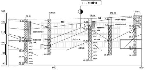 Fig. 1. Subsurface exploration Position Map and Foliated rocks Structure Diagram (continued)