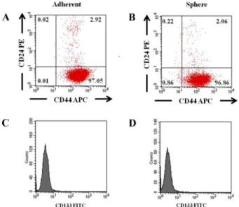 Fig. 3. Flow cytometry analysis of the expression of CD24, CD44, and CD133 in REM134 cells