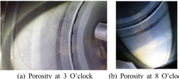 Fig. 5 Indication map of local porosity for main feed  water pipe of #1036 check valve 