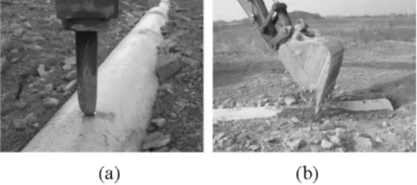 Fig. 3  (a) Breaker and (b) bucket of the excavator