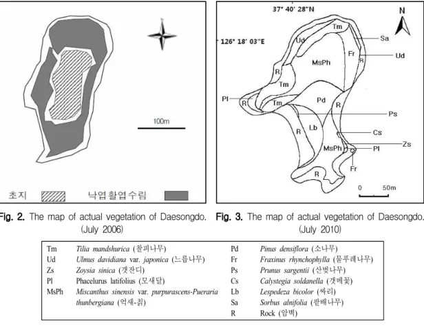 Fig. 2. The map of actual vegetation of Daesongdo.